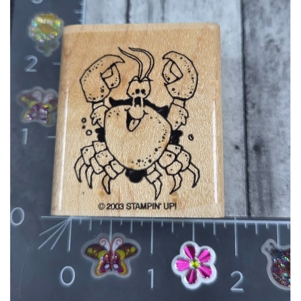 Stampin' Up! Fishy Friends Lobster Claws Ocean 2003 Rubber Stamp Wood #S19